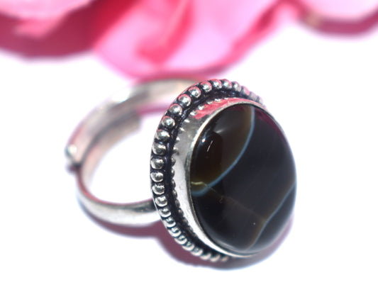 Hakik Stone Ring | Free Size | Spiritual Healing Jewelry - {Weight- 8.70 Gram}