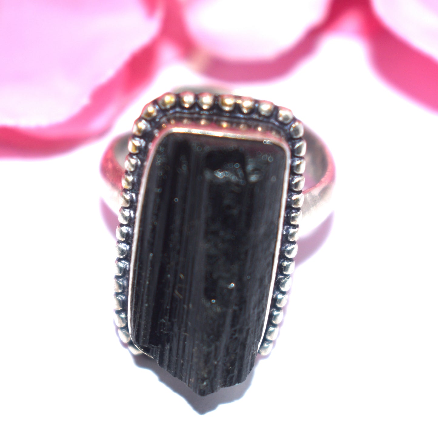 Black Tourmaline Protection Ring – Adjustable Free Size - {Weight-9.80 Gram}
