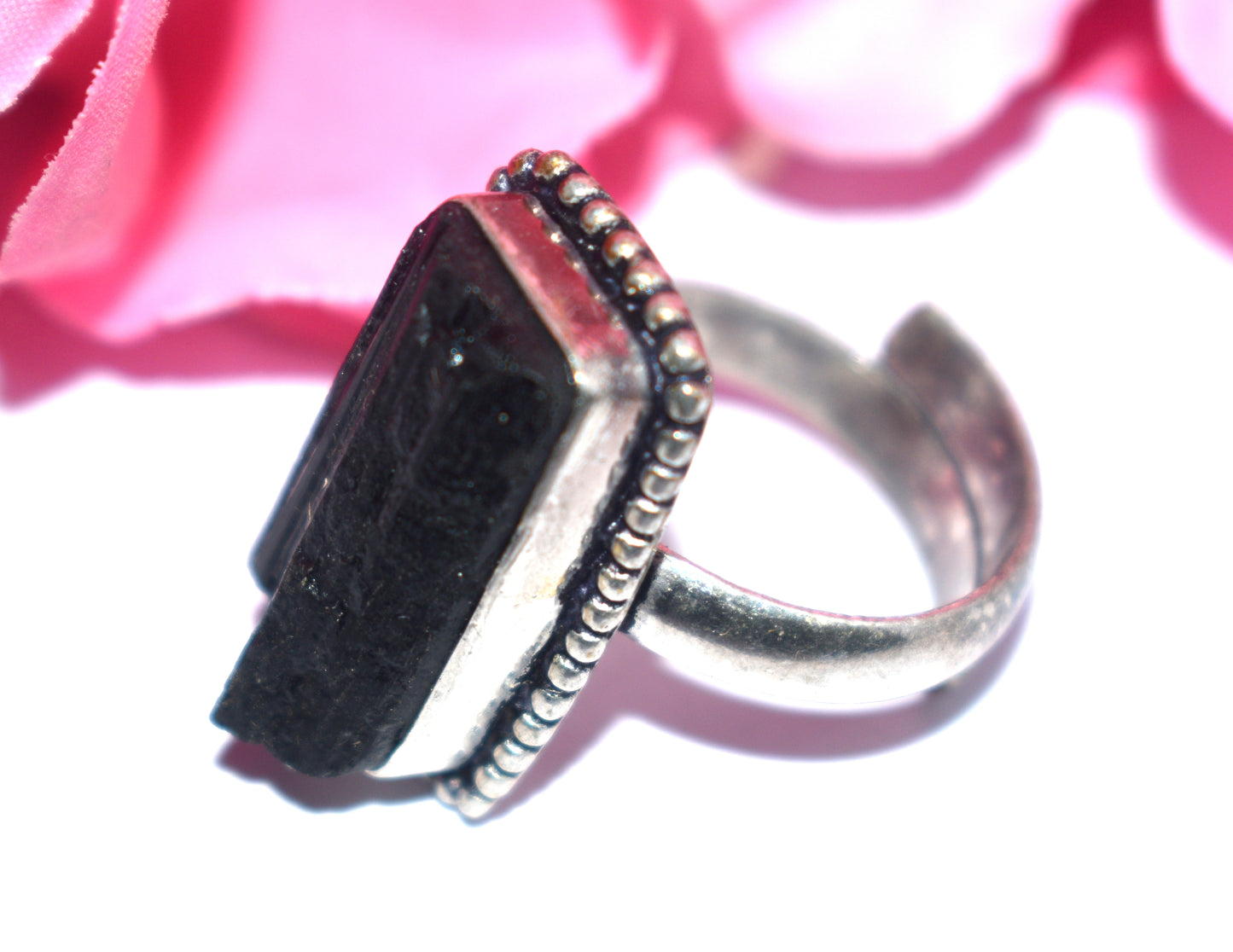 Black Tourmaline Protection Ring – Adjustable Free Size - {Weight-9.80 Gram}