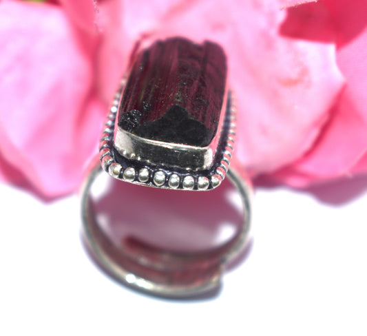 Black Tourmaline Protection Ring – Adjustable Free Size - {Weight-9.80 Gram}
