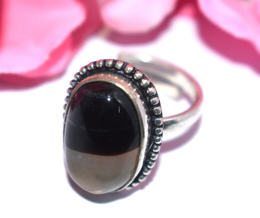 Hakik Stone Ring | Free Size | Spiritual Healing Jewelry - {Weight- 8.40 Gram}
