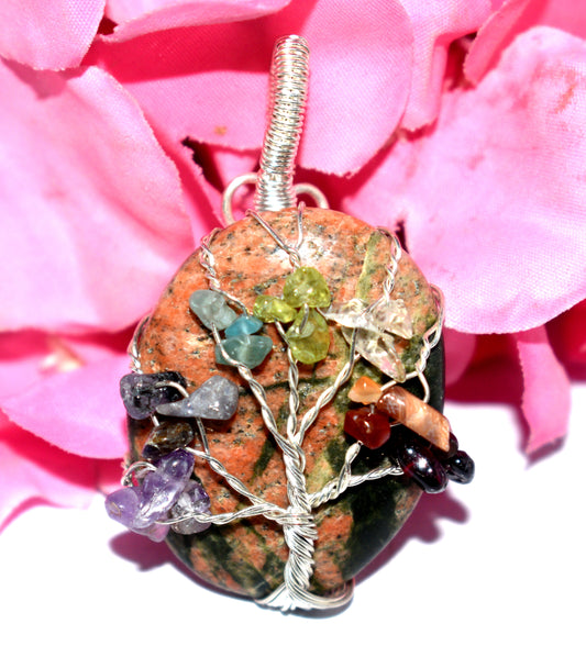 7 Chakra Healing Tree Pendant - Wire Wrapped Pendent - {19.30 Gram}