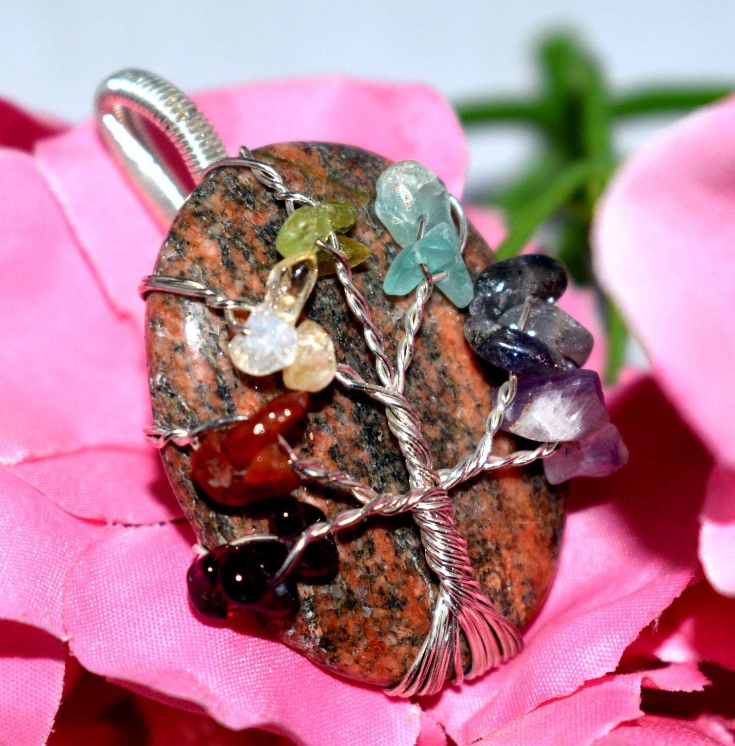7 Chakra Healing Tree Pendant - Wire Wrapped Pendent - {17.04 Gram}