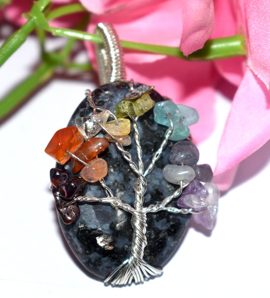 7 Chakra Healing Tree Pendant - Wire Wrapped Pendent - {18.68 Gram}