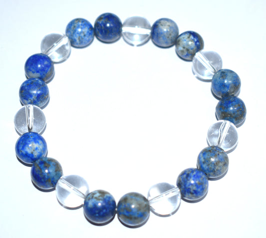 Clear Crystal & Lapis Lazuli Bead Adjustable Bracelet