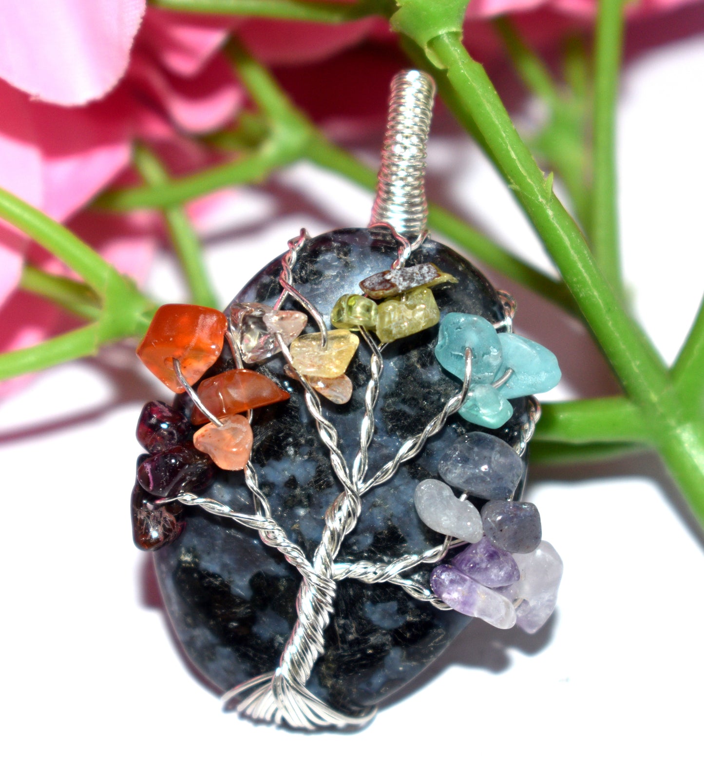 7 Chakra Healing Tree Pendant - Wire Wrapped Pendent - {18.68 Gram}