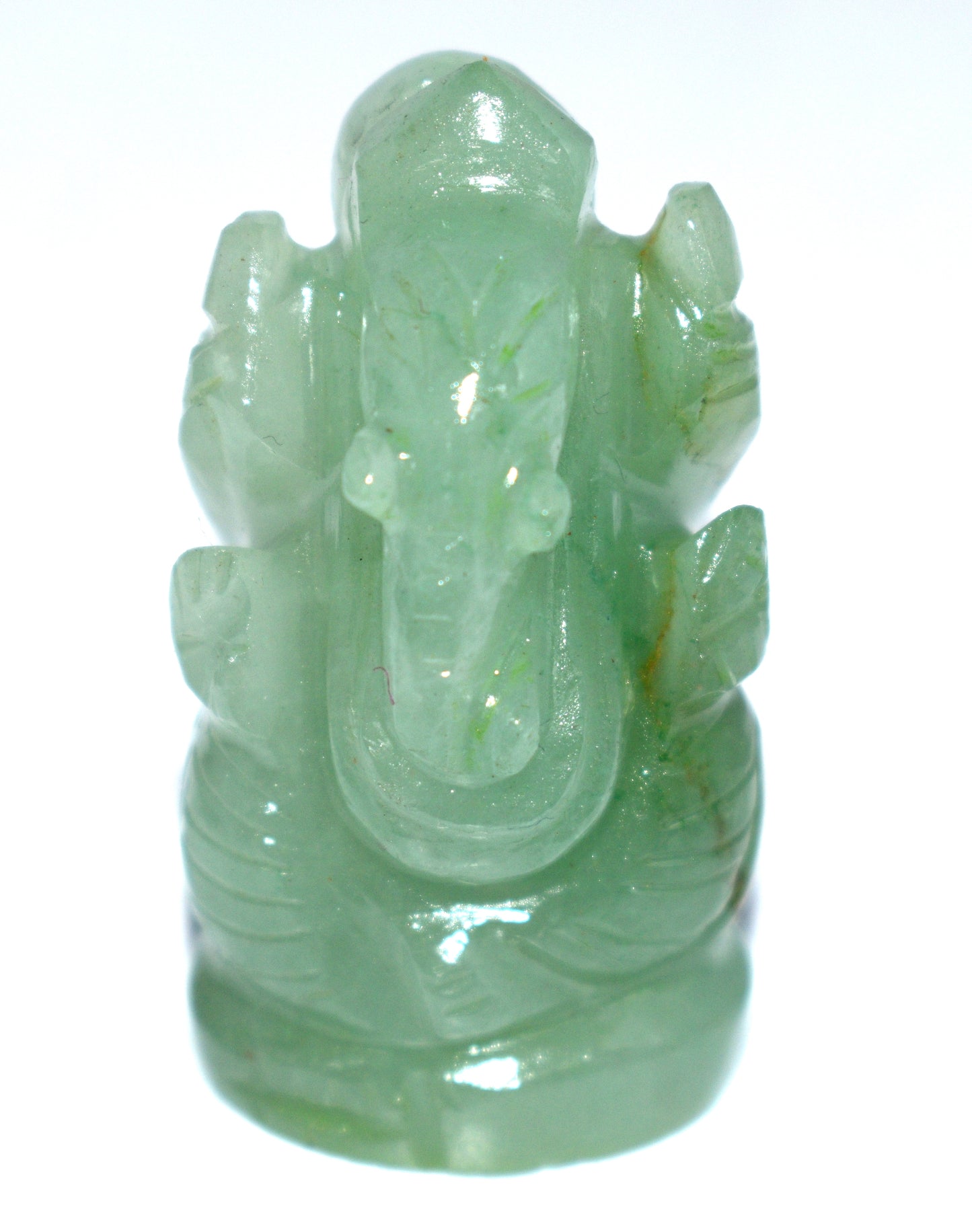 Green Jade Lord Ganesh Idol – Abundance, Luck &amp, Harmony, - {Weight-37.20 Gram} - Size- 1.5x1'' inches
