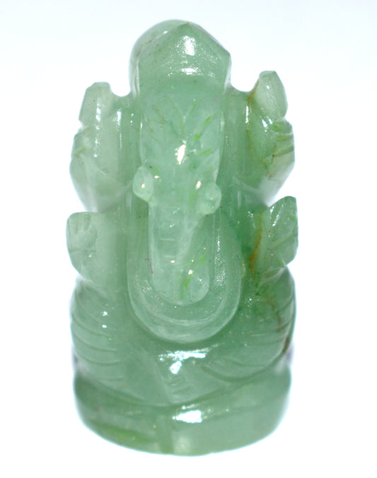 Green Jade Lord Ganesh Idol – Abundance, Luck &amp, Harmony, - {Weight-37.20 Gram} - Size- 1.5x1'' inches