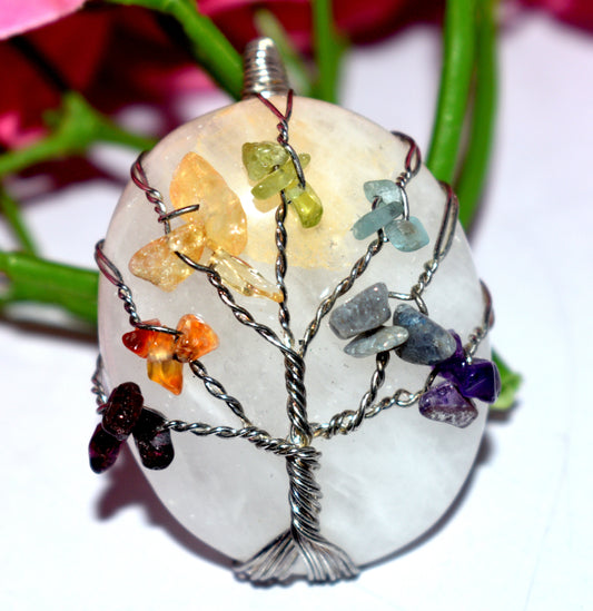 7 Chakra Healing Tree Pendant - Wire Wrapped Pendent - {29.30 Gram}