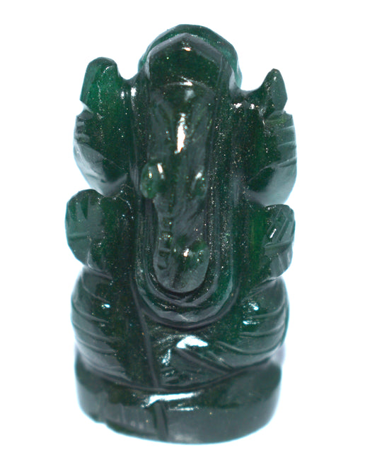 Green Aventurine Lord Ganesha Statue – Prosperity & Success Crystal Idol - {Weight- 29.90 Gram} - Size- 1.5x1'' inches