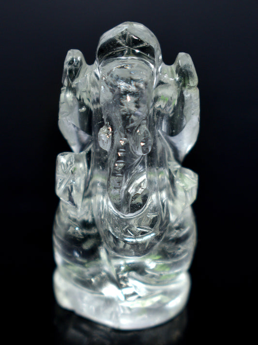 Clear Quartz Lord Ganesh Idol – Clarity, Protection & Divine Energy - {Weight- 29.70 Gram} - Size- 1.5x1'' inches