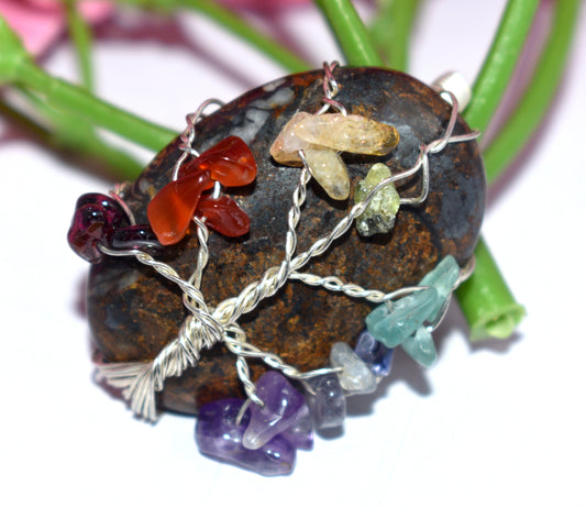 Beautiful 7 Chakra Healing Tree Pendant - Wire Wrapped Pendent - {20.90 Gram}