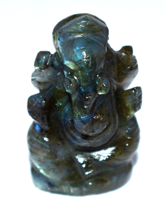 Labradorite Lord Ganesh Idol – Intuition, Transformation & Protection - {Weight-29.25 Gram} - Size- 1.5x1'' inches