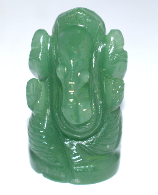 Green Jade Lord Ganesh Idol – Abundance, Luck &amp, Harmony, - {Weight-36.00 Gram} - Size- 1.5x1'' inches