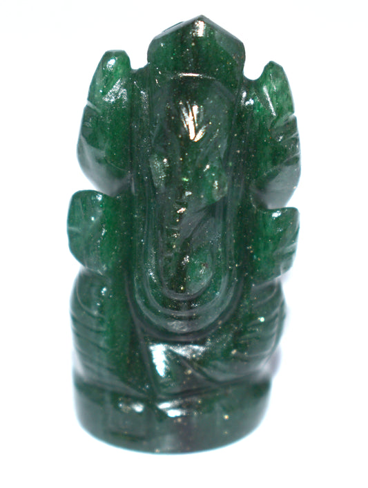 Beautiful Green Aventurine Lord Ganesha Statue – Prosperity & Success Crystal Idol - {Weight- 26.55 Gram} - Size- 1.5x1'' inches