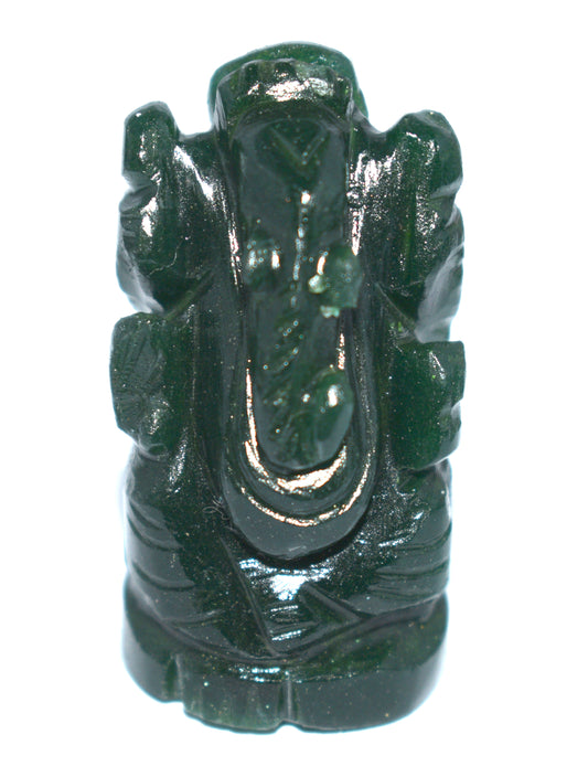 Green Aventurine Lord Ganesha Statue – Prosperity & Success Crystal Idol - {Weight- 35.70 Gram} - Size- 1.5x1'' inches
