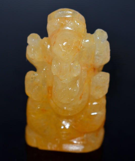 Yellow Aventurine Lord Ganesh Idol – Confidence, Joy & Abundance -  {Weight- 34.50 Gram} - Size- 1.5x1'' inches