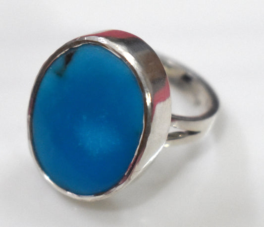 Arizona Turquoise Free Size Sterling Silver Ring- {Weight- 9.03 Gram}