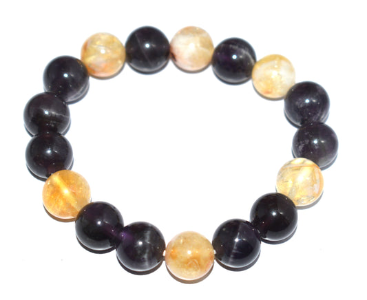 Amethyst & Citrine Bead Adjustable Bracelet – Clarity, Abundance & Spiritual Balance