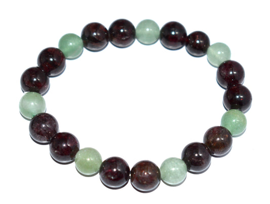 Garnet & Green Aventurine Bead Adjustable Bracelet – Passion, Prosperity & Heart Healing