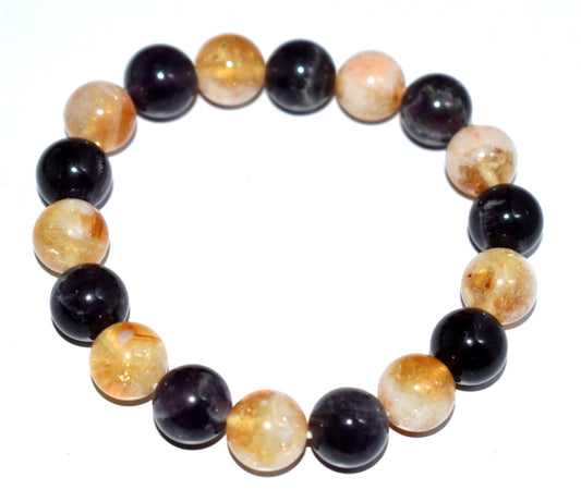 Beautiful Amethyst & Citrine Bead Adjustable Bracelet – Clarity, Abundance & Spiritual Balance