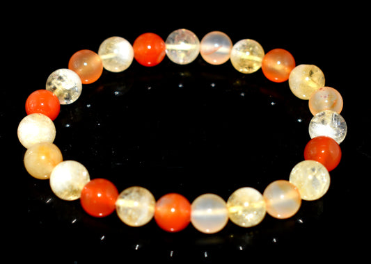 Citrine & Carnelian Adjustable Beaded Bracelet – Energy & Confidence
