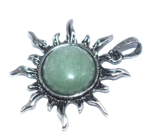 Beautiful Green Aventurine Sun Shape Curved Locket, {Weight - 8.30 Gram}