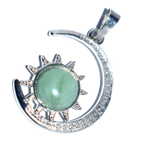 Amazing Green Aventurine Moon Curved Locket, {Weight - 4.10 Gram}