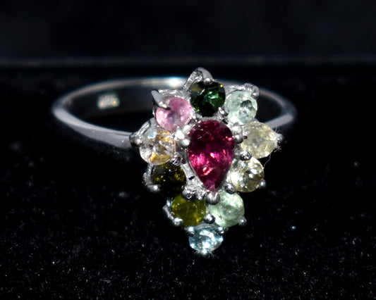 Genuine Tourmaline Silver Ring | Handmade Tourmaline Band | October Birthstone | Tourmaline Jewelry