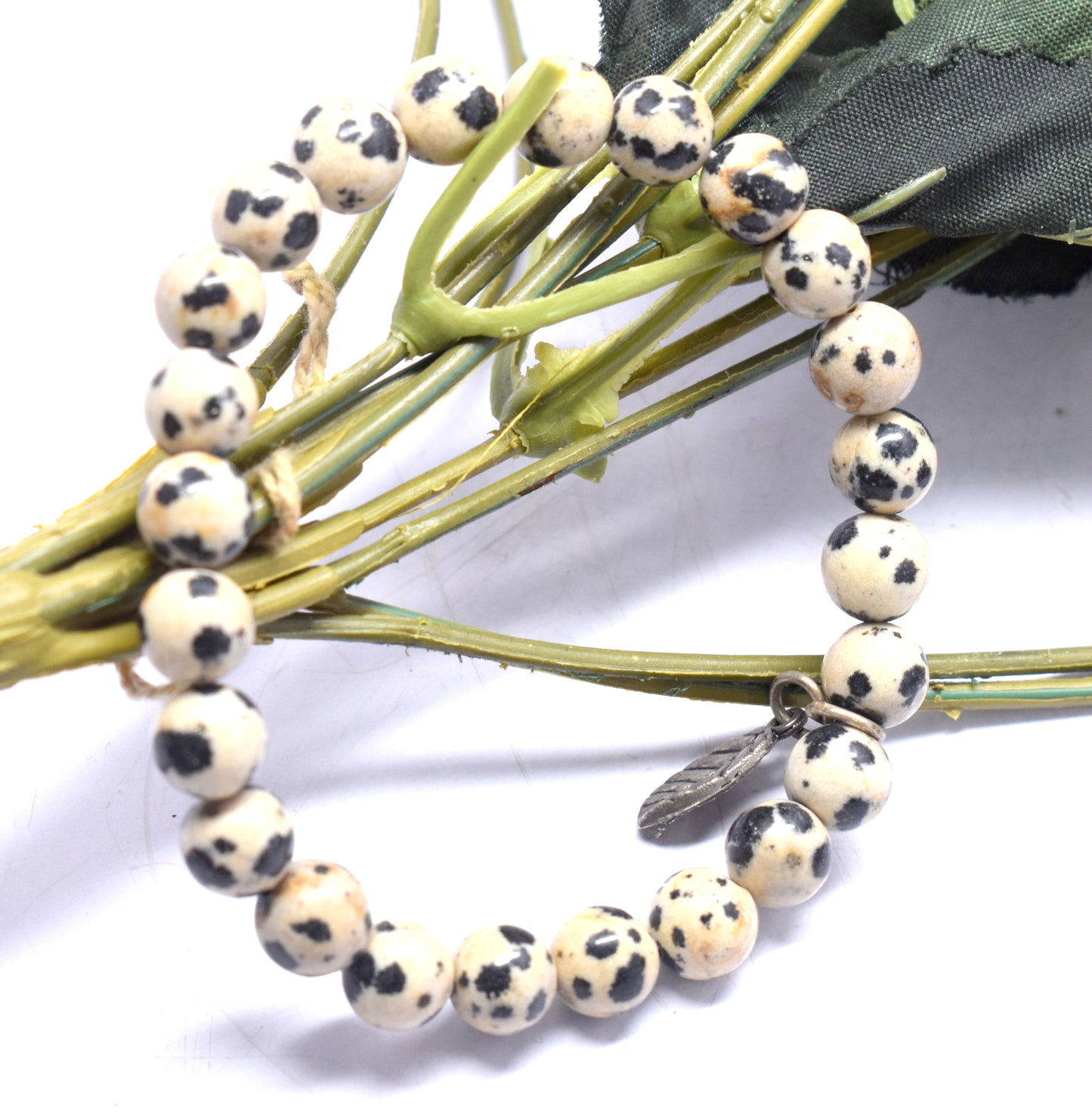Dalmatian Jasper Beads Bracelet For Men Or Women, Healing, Meditation, Good Luck