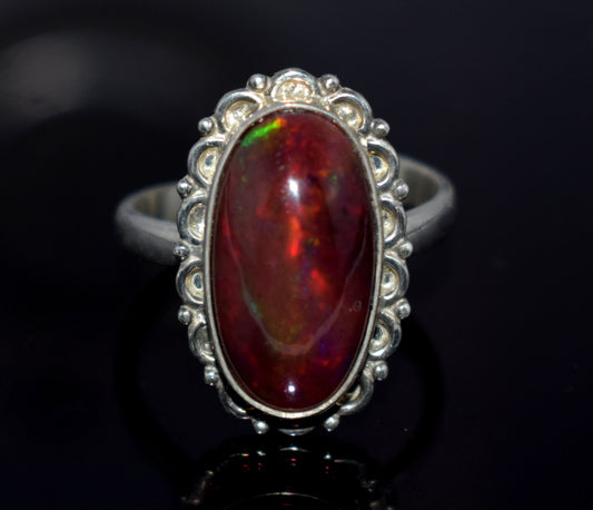 Black Ethiopian Opal 925 Sterling Silver Gemstone Ring ~ Handmade Jewelry ~October Birthstone ~