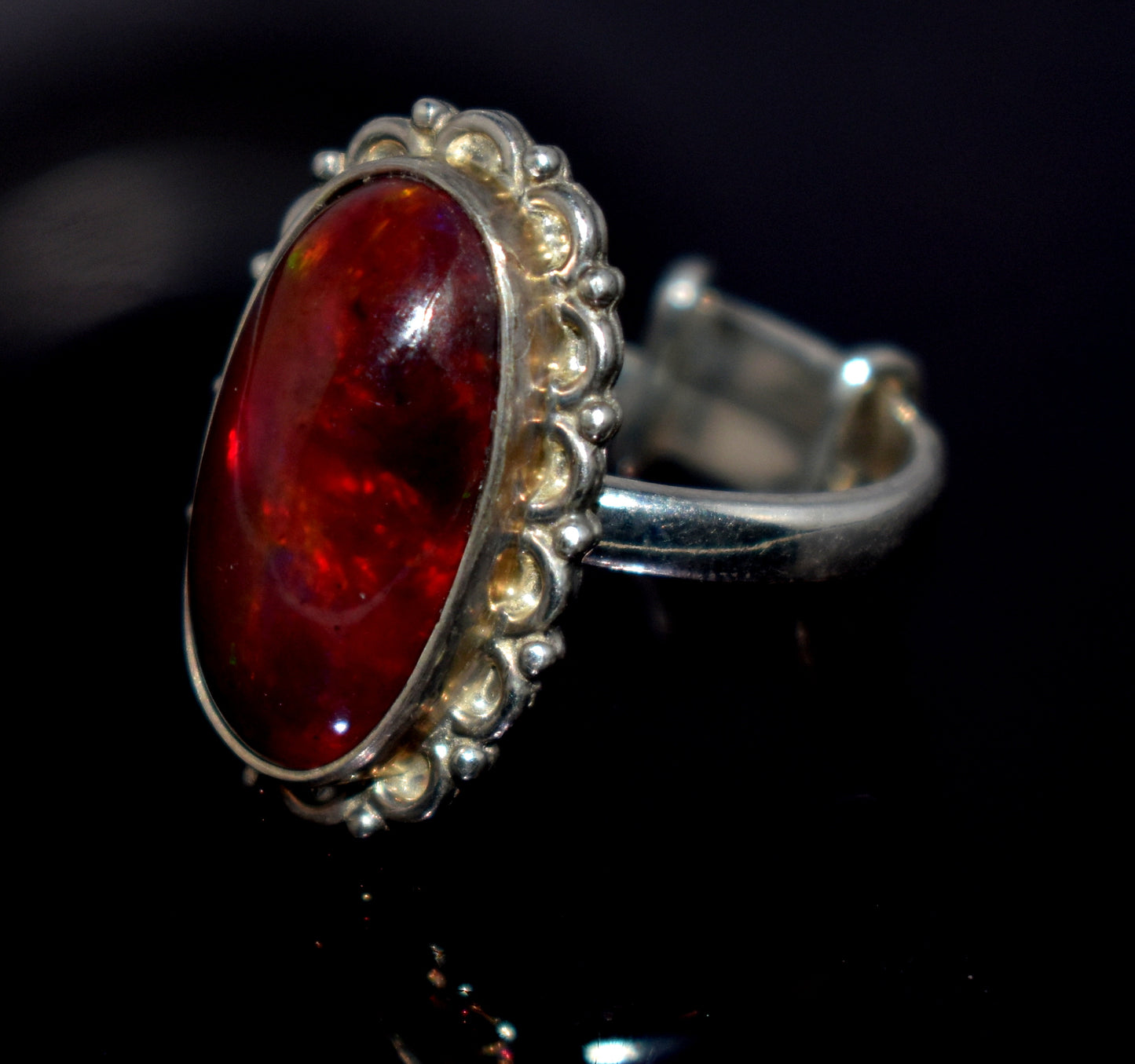 Black Ethiopian Opal 925 Sterling Silver Gemstone Ring ~ Handmade Jewelry ~October Birthstone ~