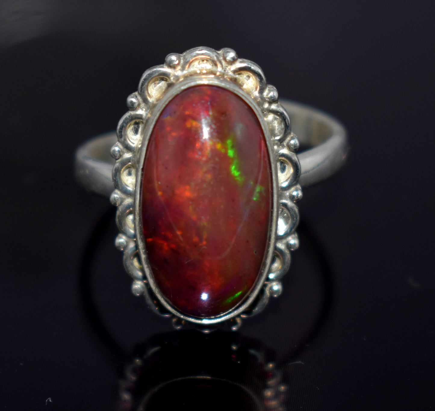 Black Ethiopian Opal 925 Sterling Silver Gemstone Ring ~ Handmade Jewelry ~October Birthstone ~