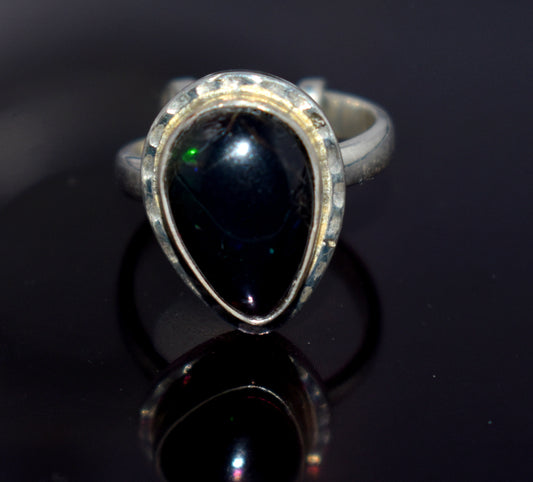 Black Ethiopian Opal 925 Sterling Silver Gemstone Ring ~ Handmade Jewelry ~October Birthstone ~ {4.4 Gram}