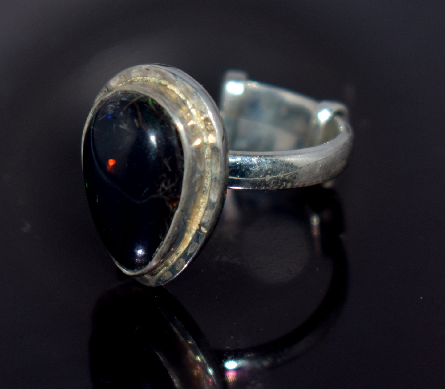 Black Ethiopian Opal 925 Sterling Silver Gemstone Ring ~ Handmade Jewelry ~October Birthstone ~ {4.4 Gram}