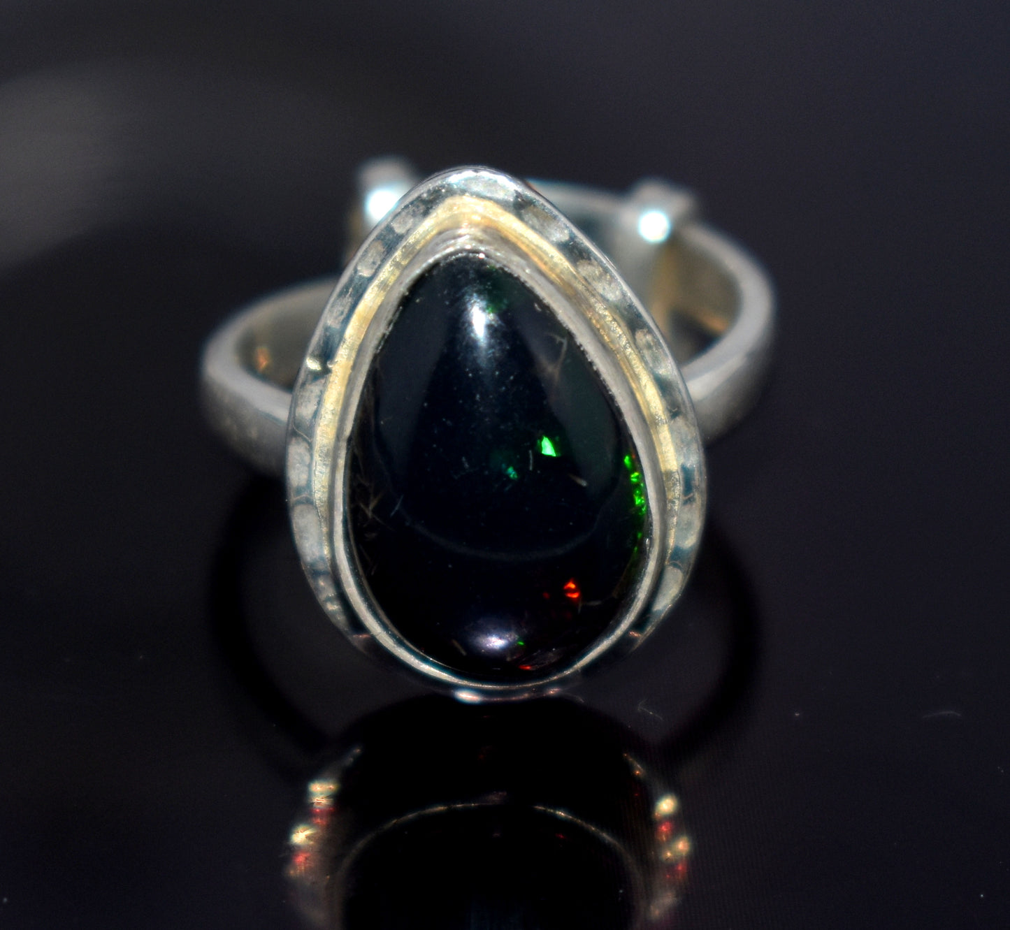 Black Ethiopian Opal 925 Sterling Silver Gemstone Ring ~ Handmade Jewelry ~October Birthstone ~ {4.4 Gram}