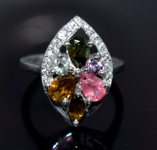 Genuine Tourmaline Silver Ring | Handmade Tourmaline Band | October Birthstone | Tourmaline Jewelry