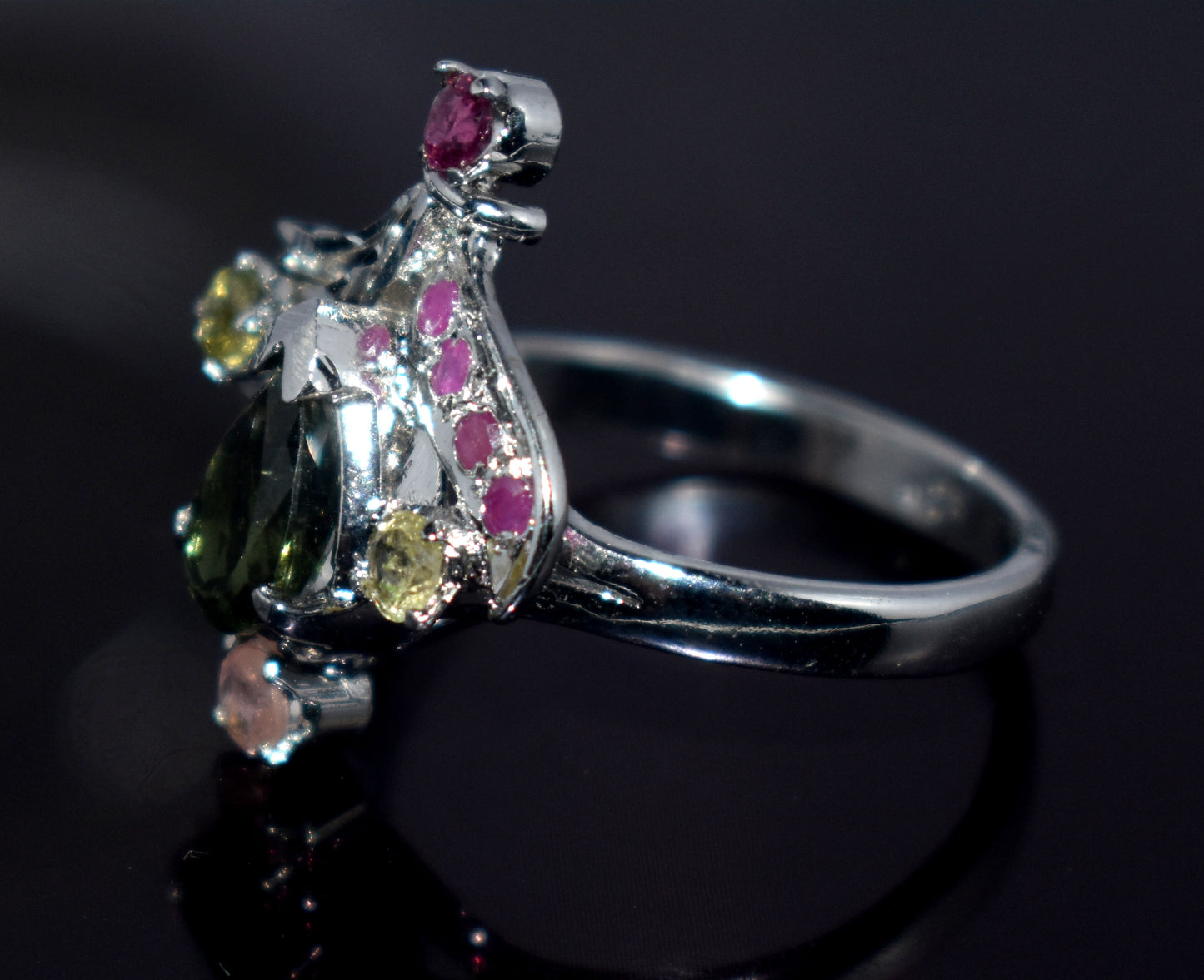 Genuine Tourmaline Silver Ring | Handmade Tourmaline Band | October Birthstone | Tourmaline Jewelry