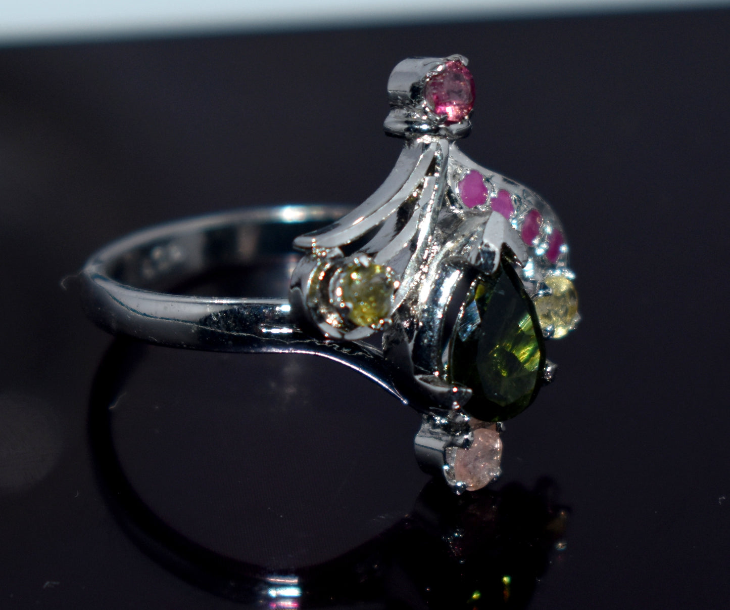 Genuine Tourmaline Silver Ring | Handmade Tourmaline Band | October Birthstone | Tourmaline Jewelry