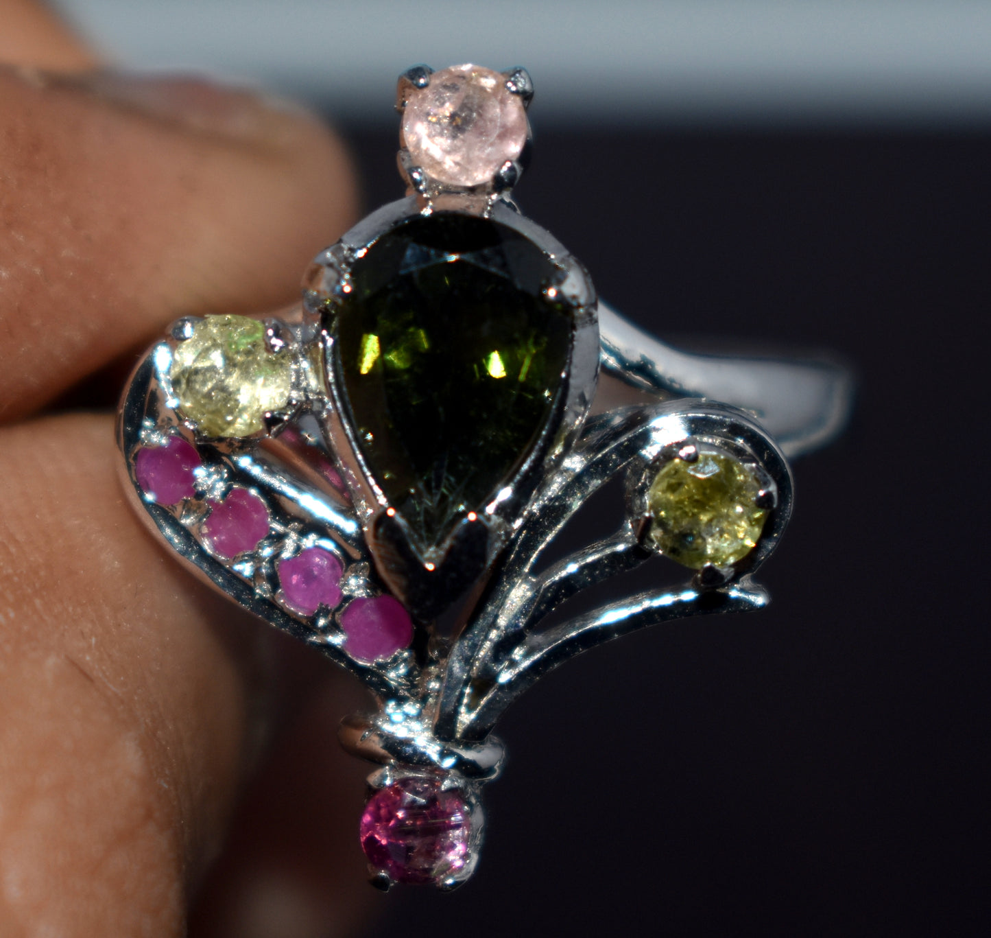 Genuine Tourmaline Silver Ring | Handmade Tourmaline Band | October Birthstone | Tourmaline Jewelry