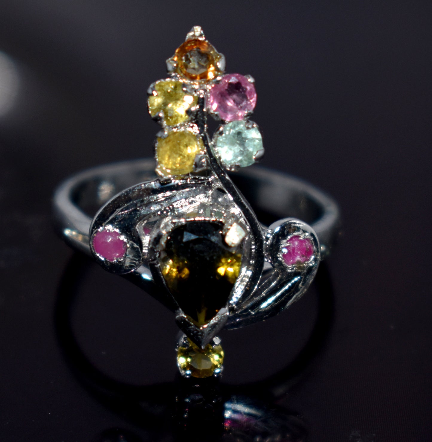 Genuine Tourmaline Silver Ring | Handmade Tourmaline Band | October Birthstone | Tourmaline Jewelry