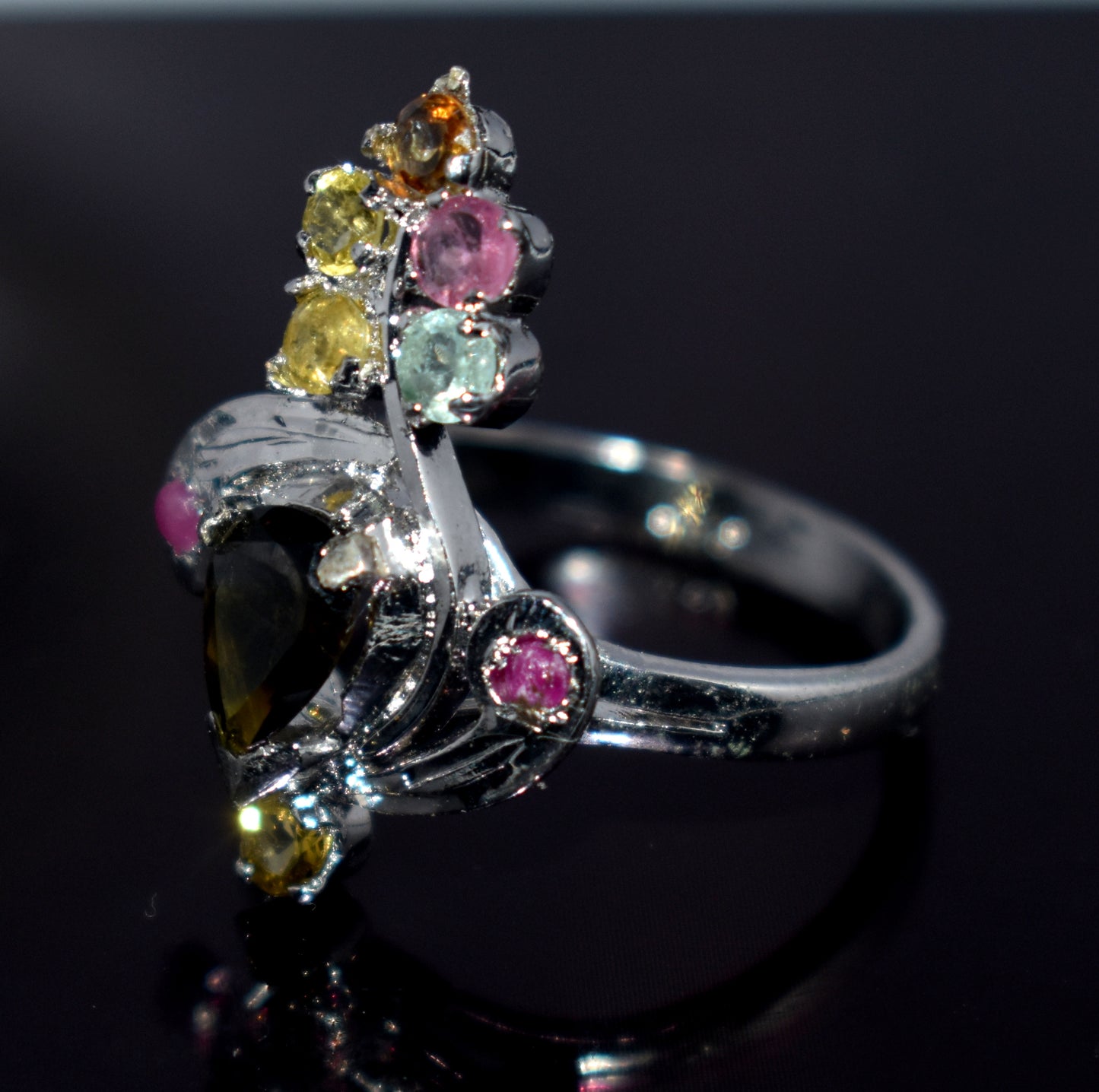 Genuine Tourmaline Silver Ring | Handmade Tourmaline Band | October Birthstone | Tourmaline Jewelry