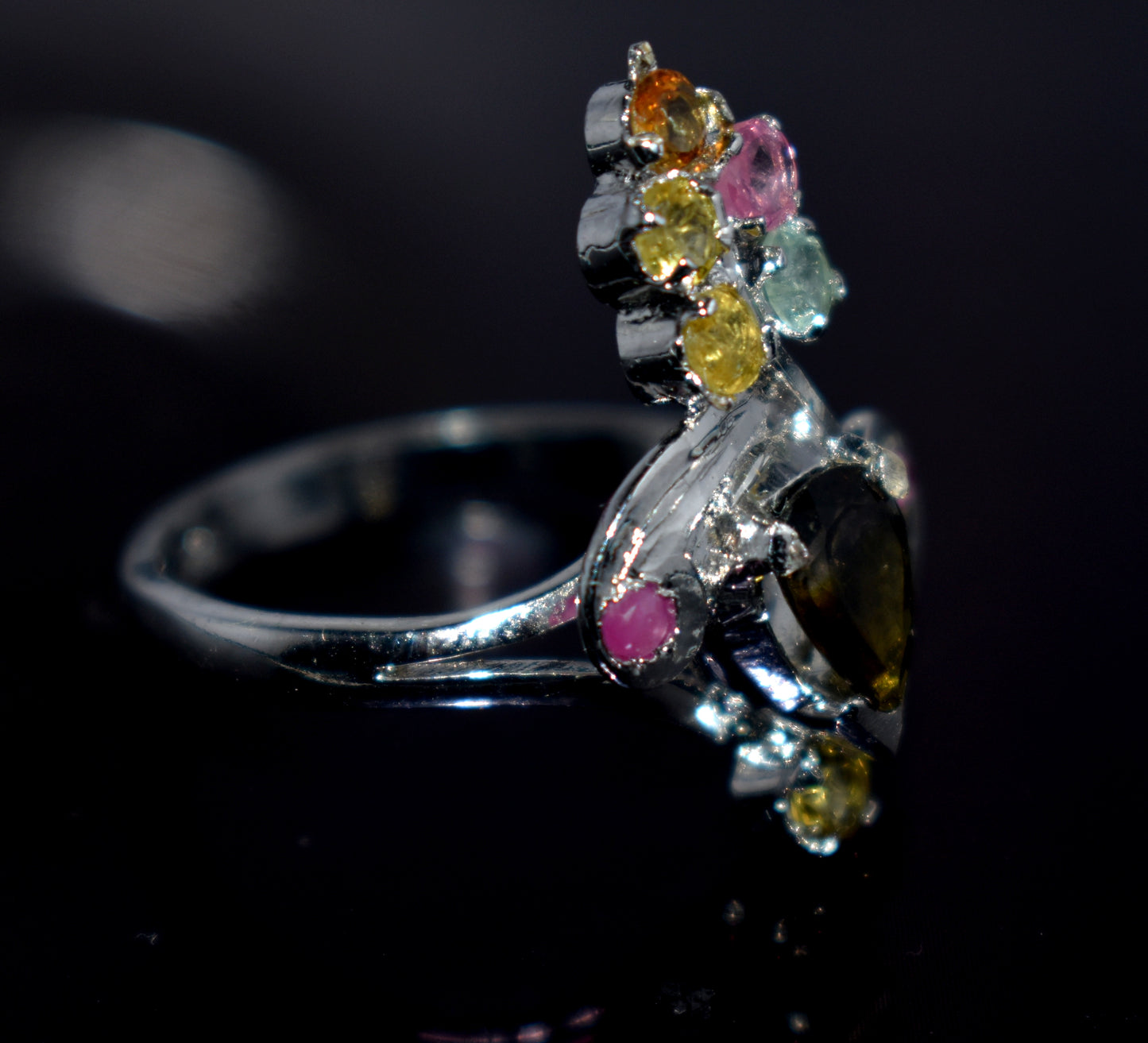 Genuine Tourmaline Silver Ring | Handmade Tourmaline Band | October Birthstone | Tourmaline Jewelry