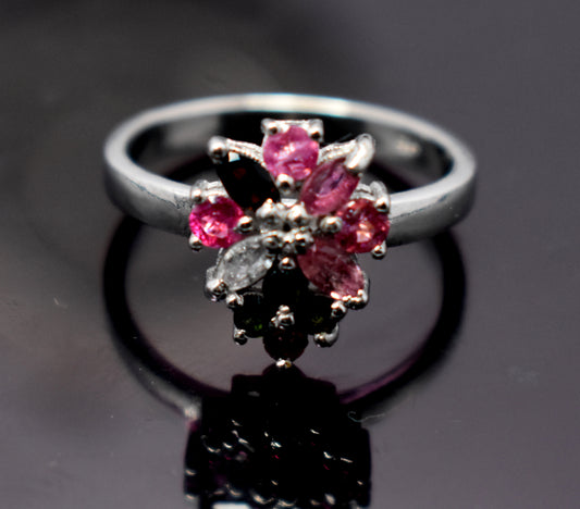 Genuine Tourmaline Silver Ring | Handmade Tourmaline Band | October Birthstone | Tourmaline Jewelry