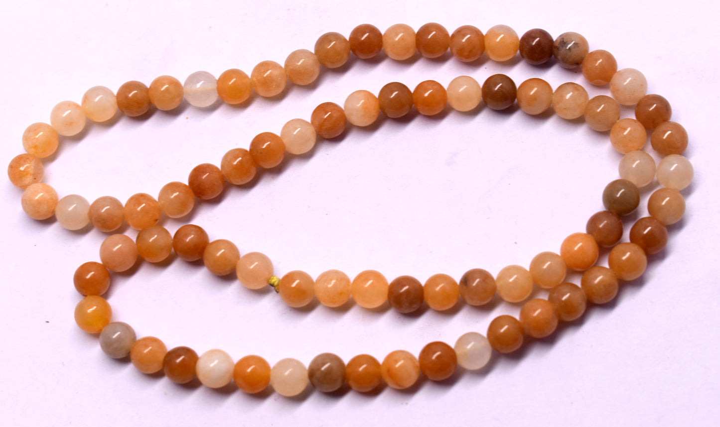 Yellow Aventurine Quartz Mala, Aventurine Smooth Beaded Necklace, Crystal Healing Boho Charm Necklace