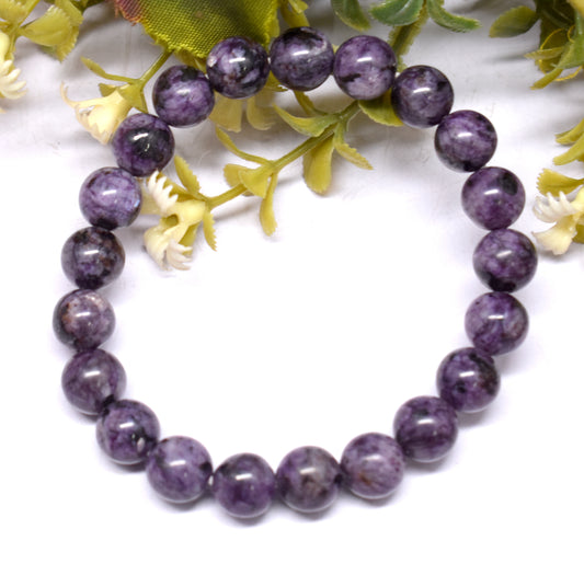 Charoite Round Bead Adjustable Bracelet