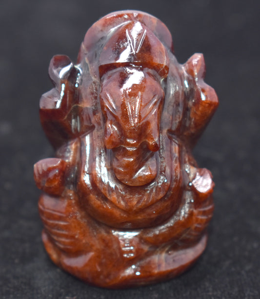 Gomed Ganesh, Spiritual Decorative, Gem carvings, Hand carved Ganesh for Prayer - {Weight- 89.10 Gram}
