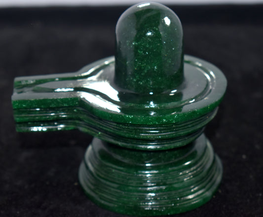 Hand carved Shivling in Dark green aventurine - Shivling  - Shivling Statue - {50.60 Gram}