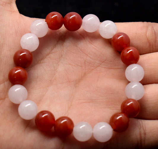 Carnelian and Rose Quartz Bracelet, Mens & Women Crystal Bracelet,