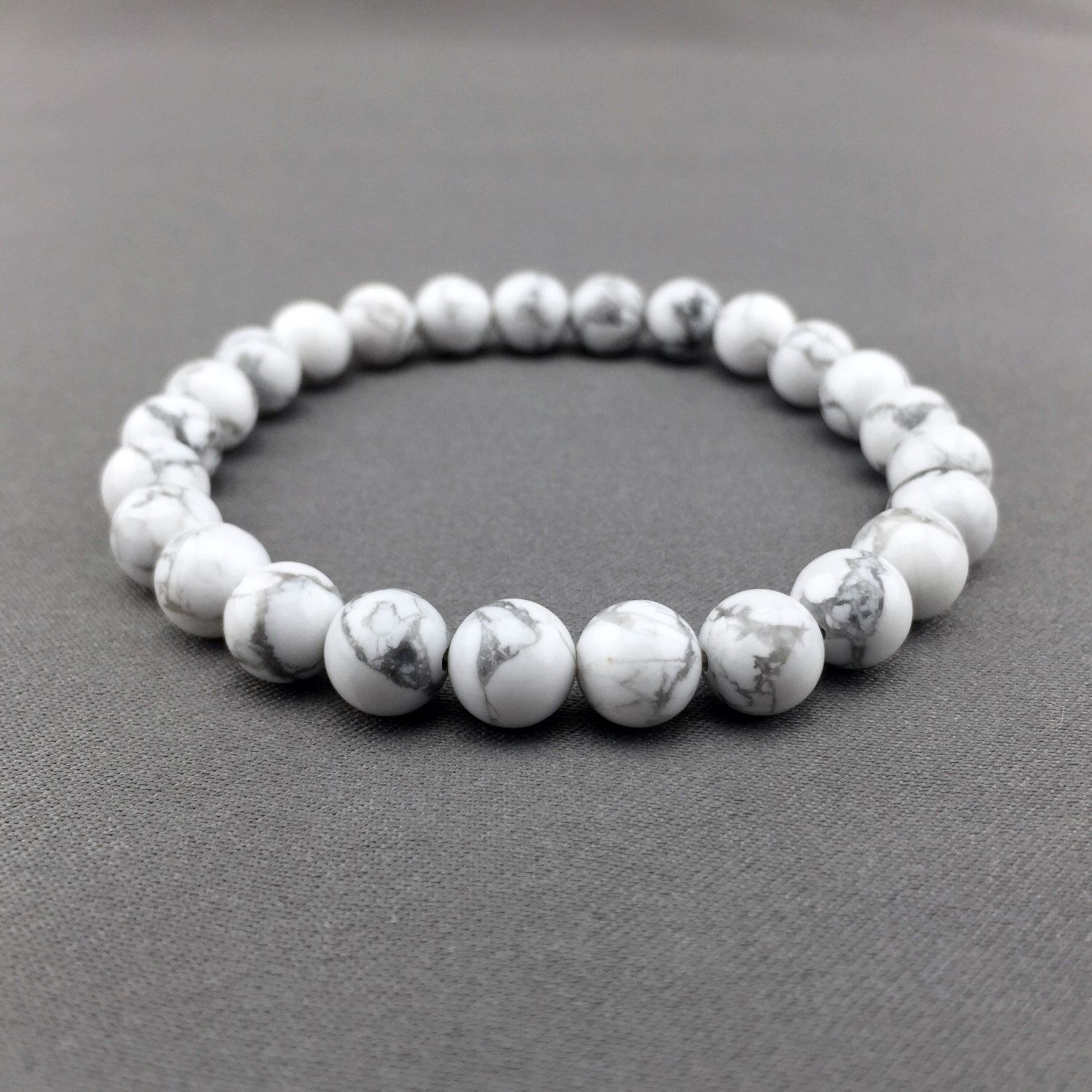Howlite Bracelet - White Gemstone Bracelet for Calm, Stress Relief, and Healing Energy